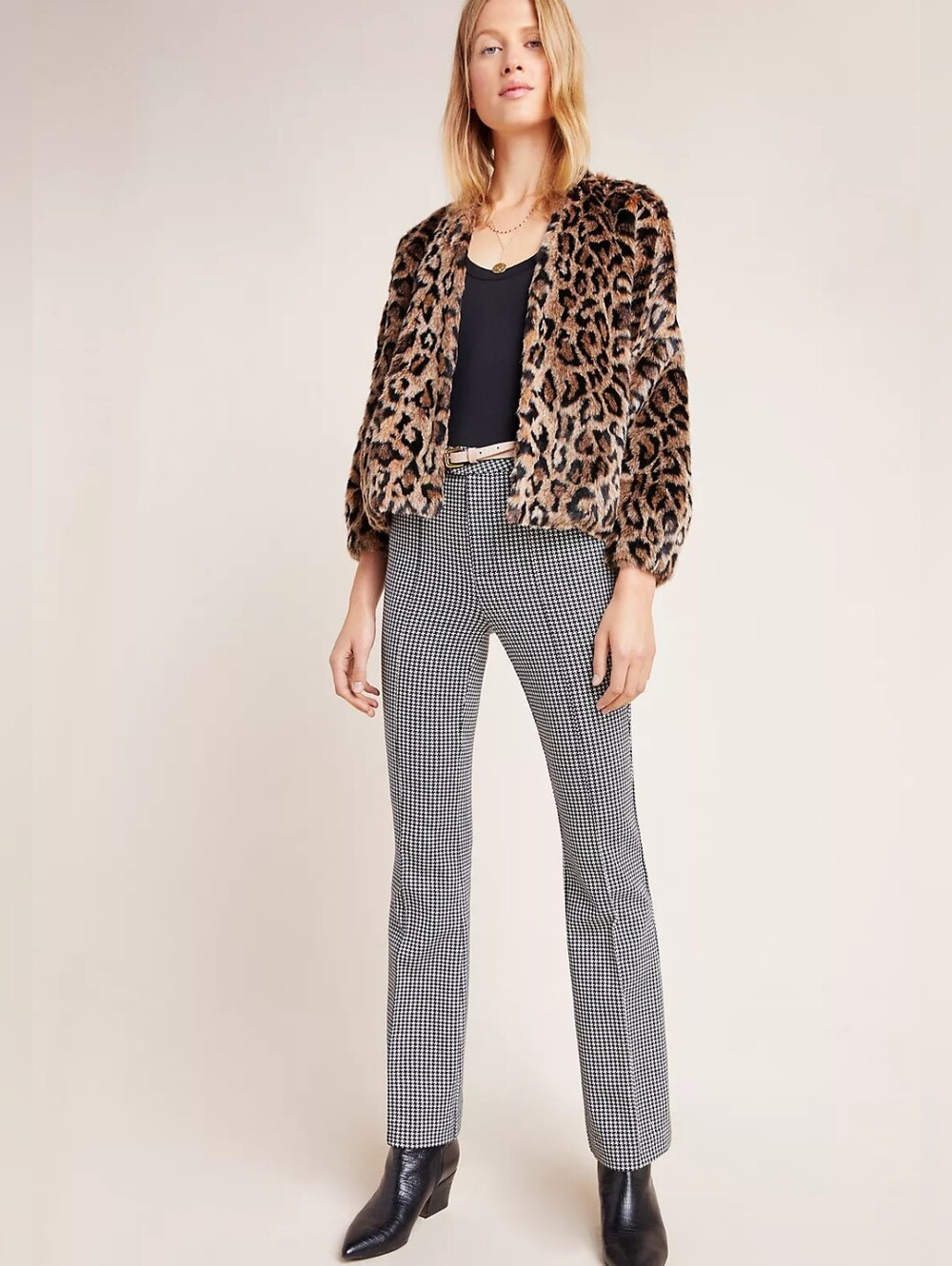 Anthropologie Houndstooth Boot-Cut Pants